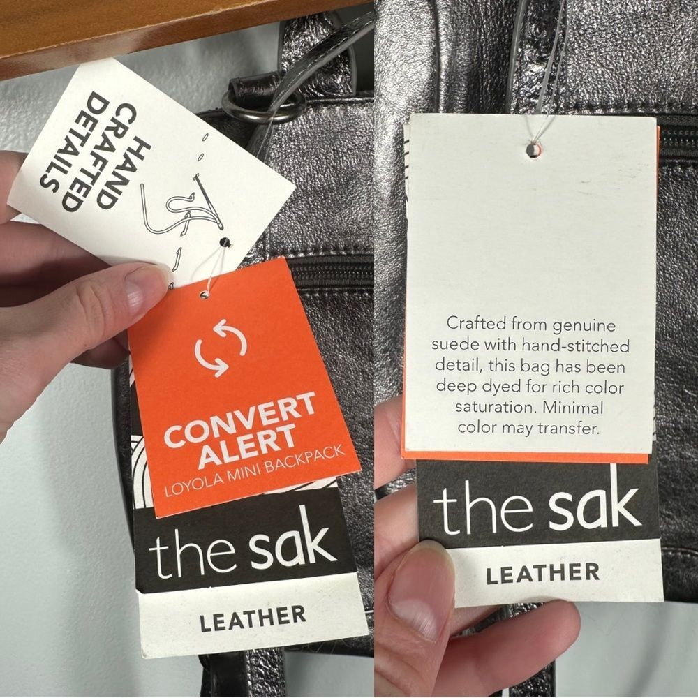 The Sak Graphite Metal Loyola Leather Convertible Purse Backpack NWT One Size - Picture 7 of 14